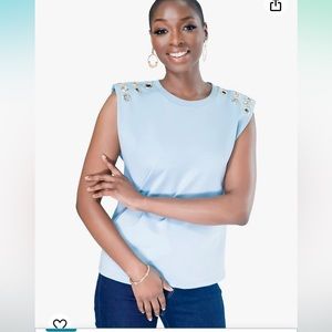 NWT Pantora light blue, Monica, grommet Tee size S.